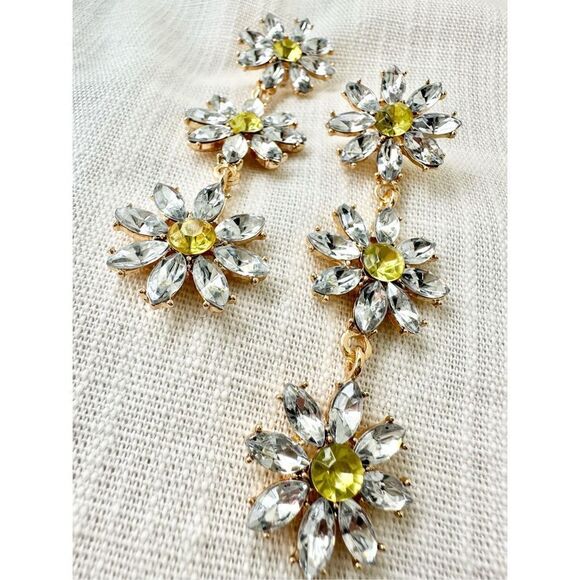 Rhinestone daisy dangle earrings - Picture 3 of 3